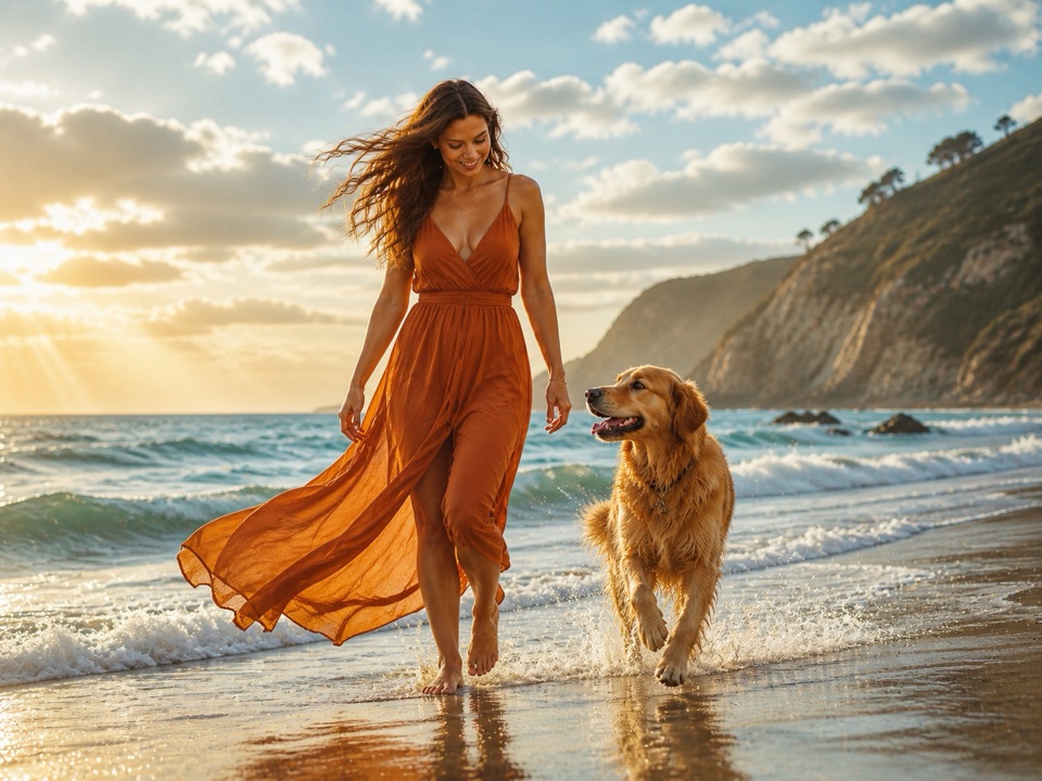 Cinematic beach portrait generated by Nano Banana Pro