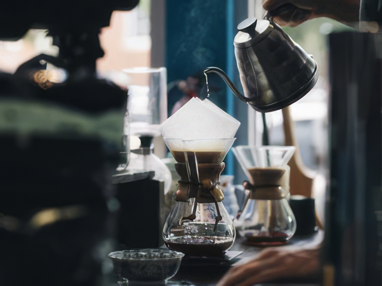 Coffee product photograph before and after AI image quality enhancement — After